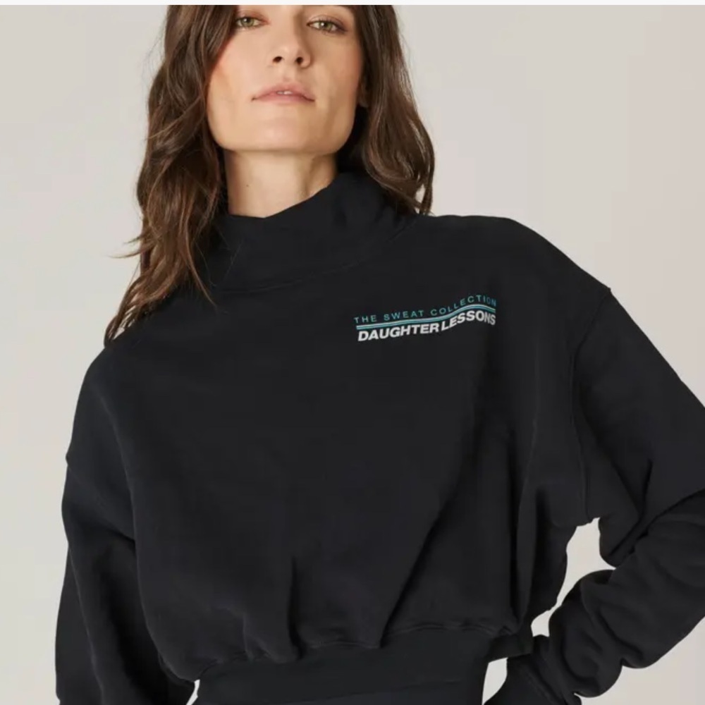 Daughter Lessons Black Cropped Mock Neck Sweatshirt XL
